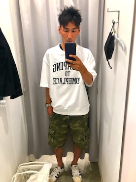 「Abercrombie&Fitch（アバークロンビーアンドフィッチ）のアイテム（パンツ）」を使った、GU369さん（メンズ・170cm）の夏コーディネート