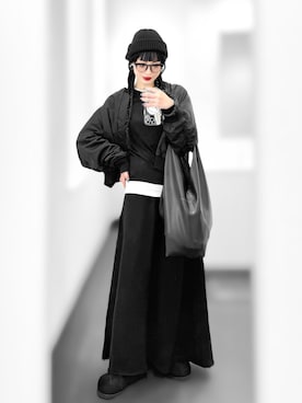 「アイテム（ニットキャップ/ビーニー）」を使った、Aiさん（レディース・163cm）の冬コーディネート