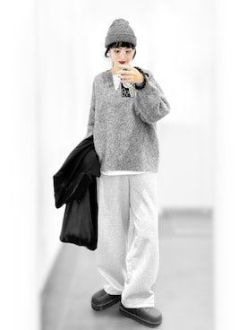 「アイテム（スウェットパンツ）」を使った、Aiさん（レディース・163cm）の冬コーディネート
