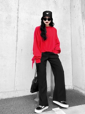 「PRADA（プラダ）のアイテム（帽子）」を使った、Aiさん（レディース・163cm）の秋コーディネート