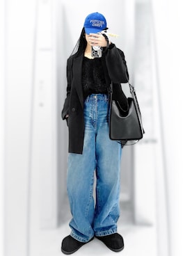 「アイテム（トートバッグ、ブラック系）」を使った、Aiさん（レディース・163cm）の冬コーディネート