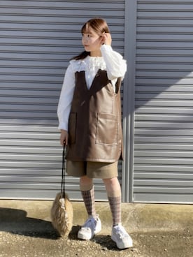 「Onitsuka Tiger × ANDREA POMPILIO（オニツカタイガーアンドレアポンピリオ）のアイテム」を使った、澪（ﾚｲ）さん（レディース・153cm）の秋コーディネート