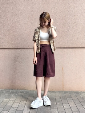 「Onitsuka Tiger × ANDREA POMPILIO（オニツカタイガーアンドレアポンピリオ）のアイテム」を使った、澪（ﾚｲ）さん（レディース・153cm）の夏コーディネート