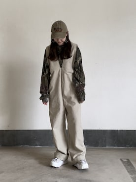 「Handmade（ハンドメイド）のアイテム（オールインワン・サロペット）」を使った、澪（ﾚｲ）さん（レディース・153cm）の春コーディネート