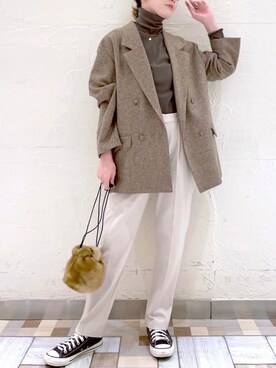 BABYLONE / ウールシルクダブルジャケットを使った人気ファッション