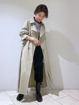 「秋先取りコーデ」｜「アイテム（トレンチコート）」を使った、BABYLONE STAFFさん（レディース・158cm）の秋コーディネート