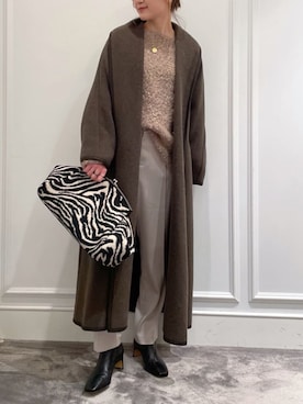 「秋先取りコーデ」｜「アイテム（ノーカラーコート）」を使った、BABYLONE STAFFさん（レディース・158cm）の秋コーディネート
