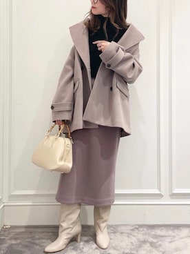 「スカートコーデ」｜「アイテム（ピーコート）」を使った、BABYLONE STAFFさん（レディース・158cm）の冬コーディネート