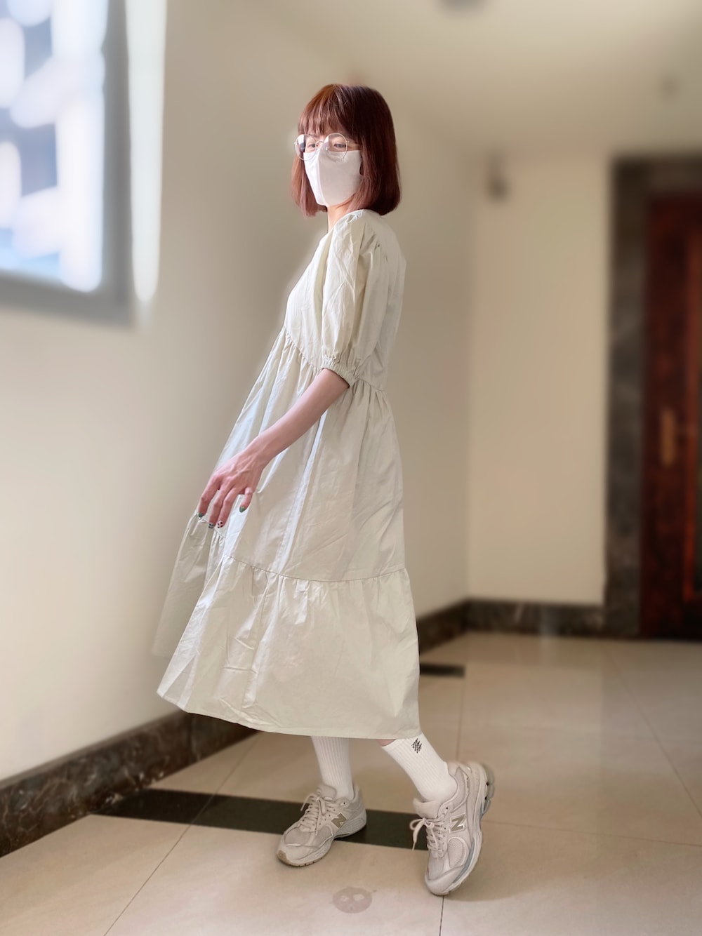 「PAZZO、New Balance、new balance 2002、ニューバランス、ニューバランス2002、ドレスコード」｜「PAZZOのアイテム（ワンピース、その他）」を使った、Ja̲s̲m̲i̲n̲e̲🐈  さん（レディース・163cm）の夏コーディネートの1枚目の写真