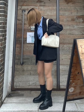 「GRL（グレイル）のハイウエストタックショートパンツ（その他パンツ）」を使った、muniさん（骨格ウェーブ・レディース・157cm）の秋コーディネート