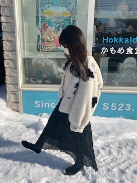 「w closet（ダブルクローゼット）のアイテム（その他アウター）」を使った、muniさん（レディース・157cm）の冬コーディネート