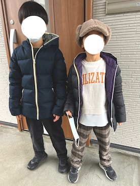 「pairmanon（ペアマノン）のアイテム（帽子）」を使った、kaikykaさん（キッズ・123cm）の冬コーディネート
