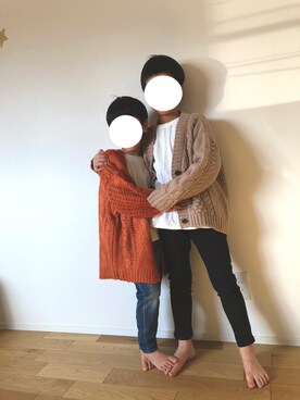 「アイテム（カーディガン/ボレロ、ブラウン系）」を使った、kaikykaさん（キッズ・123cm）の冬コーディネート