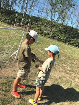 「サッカー」｜「アイテム（帽子）」を使った、kaikykaさん（キッズ・123cm）の秋コーディネート