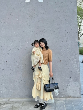 「アイテム（スカート、イエロー系）」を使った、Liiiさん（レディース・160cm）の夏コーディネート