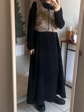 「Omekashi（オメカシ）のファービスチェ（ベスト、ベージュ系）」を使った、Rさん（レディース・160cm）の秋コーディネート
