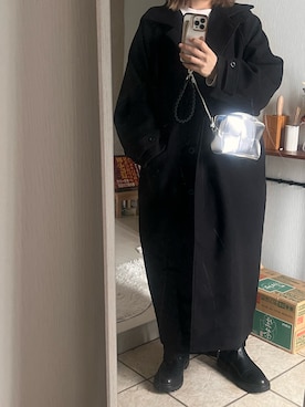 「KBF（ケイビーエフ）のアイテム（ステンカラーコート）」を使った、Rさん（レディース・160cm）の冬コーディネート