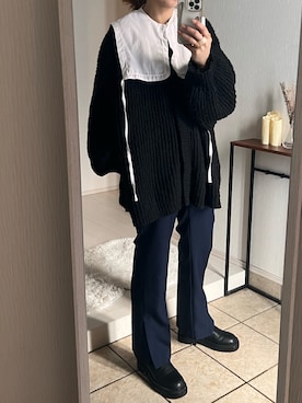 「LOWRYS FARM（ローリーズファーム）のアイテム（その他パンツ、ブルー系）」を使った、Rさん（レディース・160cm）の冬コーディネート
