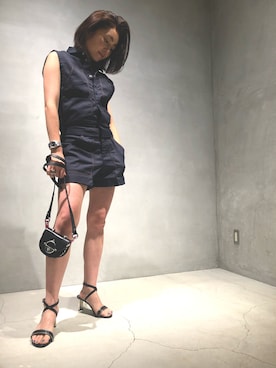 「DIESEL（ディーゼル）のアイテム（オールインワン・サロペット）」を使った、Wakoさん（レディース・158cm）の夏コーディネート