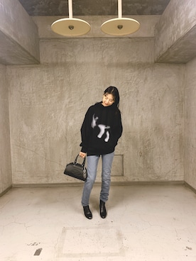 「DIESEL（ディーゼル）のアイテム（ブーツ）」を使った、manateeさん（レディース・158cm）の冬コーディネート
