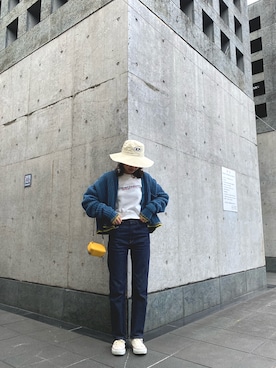 「DIESEL（ディーゼル）のアイテム（カーディガン/ボレロ）」を使った、manateeさん（レディース・158cm）の春コーディネート