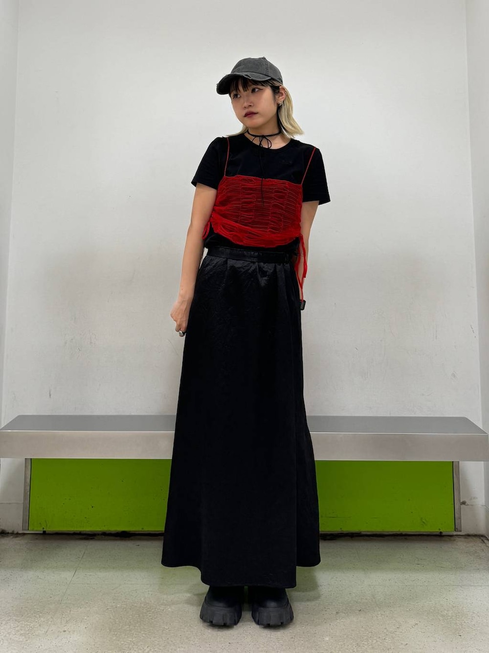 「低身長、JEANASIS」｜「JEANASISのJUSTストレッチフライスTEE/116824（Tシャツ/カットソー、ブラック系）」を使った、ミサ(JEANASiS)さん（レディース・155cm）の夏コーディネートの1枚目の写真