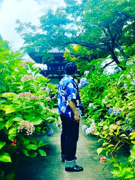 「graphzero（グラフゼロ）のアイテム」を使った、梅ヶ谷 藤太郎さん（メンズ・171cm）の夏コーディネート