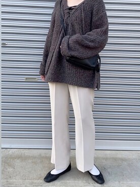 「LOWRYS FARM（ローリーズファーム）のセンタープレスカラーフレアパンツ　870189（その他パンツ）」を使った、ㅤㅤㅤㅤㅤㅤㅤㅤㅤㅤㅤㅤㅤㅤㅤㅤㅤㅤ☺︎さん（レディース・163cm）の秋コーディネート