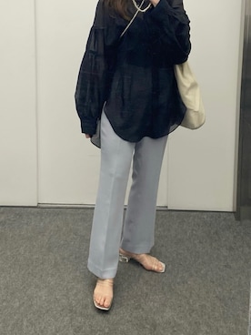 「LOWRYS FARM（ローリーズファーム）のセンタープレスカラーフレアパンツ　870189（その他パンツ）」を使った、ㅤㅤㅤㅤㅤㅤㅤㅤㅤㅤㅤㅤㅤㅤㅤㅤㅤㅤ☺︎さん（レディース・163cm）の秋コーディネート