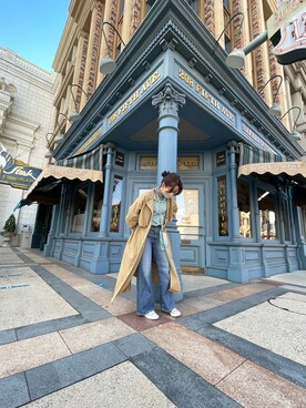 「ユニバ」｜「アイテム（トレンチコート）」を使った、Chihiro さん（レディース・156cm）の冬コーディネート