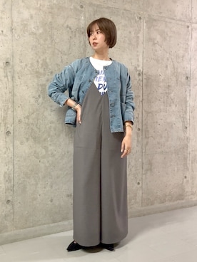 「アイテム（つなぎ/オールインワン）」を使った、M A R Iさん（レディース・162cm）の秋コーディネート