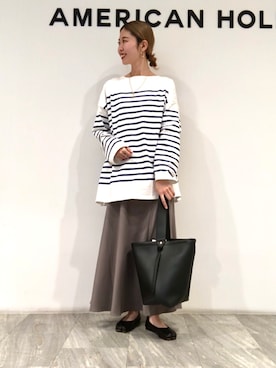 「パネルボーダー」｜M A R Iさん（レディース・162cm）の春コーディネート