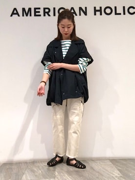 「AMERICAN HOLIC（アメリカンホリック）のアイテム（ブルゾン）」を使った、M A R Iさん（レディース・162cm）の冬コーディネート