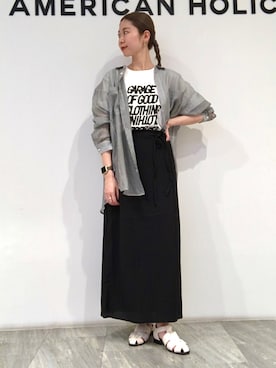 「GARAGE OF GOOD CLOTHING（ガレージオブグッドクロージング）のアイテム（トップス）」を使った、M A R Iさん（レディース・162cm）の春コーディネート