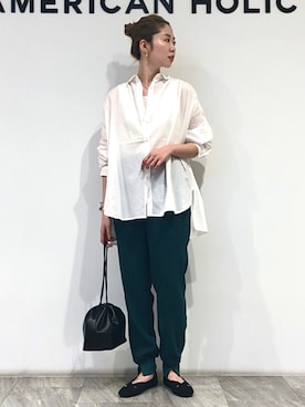 「巾着バッグ」｜M A R Iさん（レディース・162cm）の春コーディネート