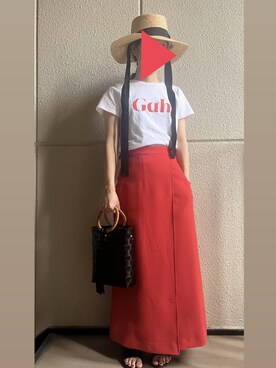 「red」｜「アイテム（サンダル）」を使った、linaさん（レディース・157cm）の夏コーディネート