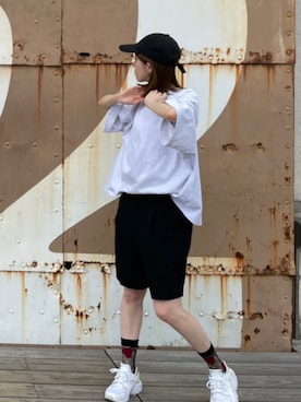 「アクティブ」｜「アイテム（キャップ）」を使った、うみさん（レディース・164cm）の夏コーディネート
