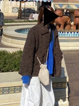「Lui's（ルイス）のアイテム（ムートンコート）」を使った、うみさん（レディース・164cm）の冬コーディネート