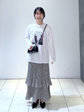「A part by（アパートバイ）のアイテム（イヤリング）」を使った、なかみさん（レディース・154cm）の秋コーディネート