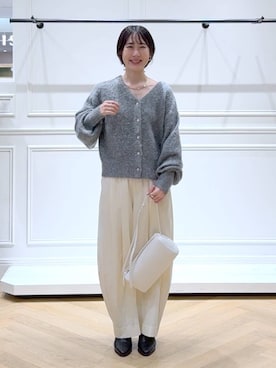 「アイテム（バレッタ/ヘアクリップ）」を使った、なかみさん（レディース・154cm）の秋コーディネート