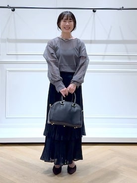 「アイテム（バレッタ/ヘアクリップ）」を使った、なかみさん（レディース・154cm）の秋コーディネート
