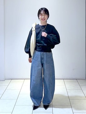 「A part by（アパートバイ）のアイテム（イヤリング）」を使った、なかみさん（レディース・154cm）の秋コーディネート