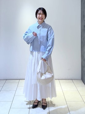 「A part by（アパートバイ）のショートオックスシャツ≪追加2≫（シャツ/ブラウス）」を使った、なかみさん（レディース・154cm）の冬コーディネート