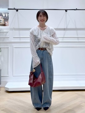 「アイテム（バレッタ/ヘアクリップ）」を使った、なかみさん（レディース・154cm）の秋コーディネート