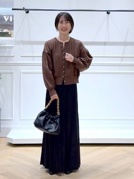「アイテム（バレッタ/ヘアクリップ）」を使った、なかみさん（レディース・154cm）の秋コーディネート
