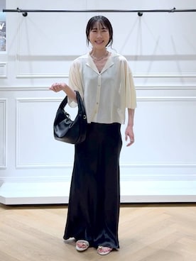 「アイテム（バレッタ/ヘアクリップ）」を使った、なかみさん（レディース・154cm）の夏コーディネート