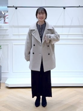 「アイテム（ピーコート）」を使った、なかみさん（レディース・154cm）の秋コーディネート