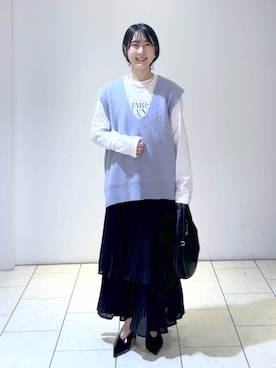 「A part by（アパートバイ）のアイテム（イヤリング）」を使った、なかみさん（レディース・154cm）の秋コーディネート