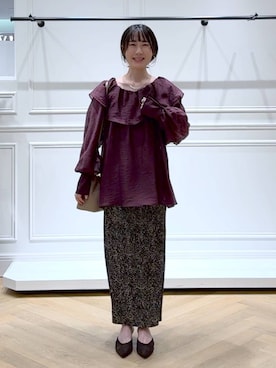 「アイテム（バレッタ/ヘアクリップ）」を使った、なかみさん（レディース・154cm）の秋コーディネート