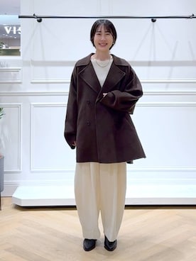 「アイテム（バレッタ/ヘアクリップ、ゴールド系）」を使った、なかみさん（レディース・154cm）の秋コーディネート